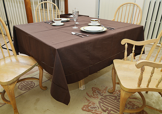 Happy Festive 70" Square tablecloth. French Roast color - Click Image to Close